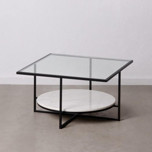 Bigbuy Home Centrālais galds Balts Melns Stikls Marmors Dzelzs 80 x 80 x 46,5 cm image 2