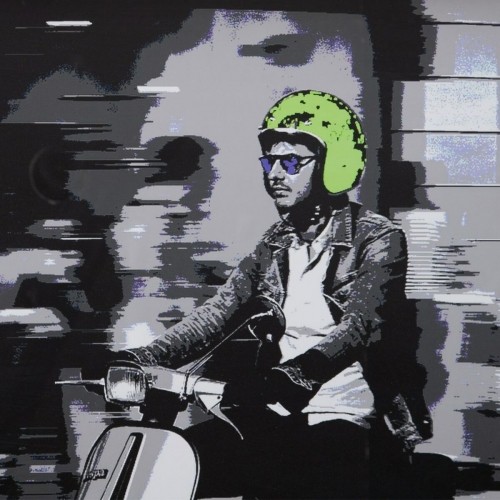 Painting White Black Green Vespa 103 x 6 x 83 cm image 2