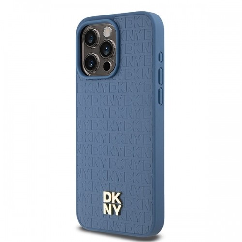 DKNY DKHMP15XPSHRPSB iPhone 15 Pro Max 6.7" niebieski|blue hardcase Leather Monogram Pattern Metal Logo MagSafe image 2