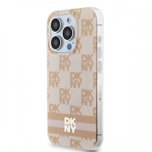 DKNY DKHMP15LHCPTSP iPhone 15 Pro 6.1" różowy|pink hardcase IML Checkered Mono Pattern & Printed Stripes MagSafe image 2