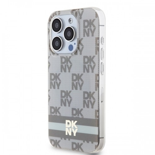 DKNY DKHMP15LHCPTSE iPhone 15 Pro 6.1" beżowy|beige hardcase IML Checkered Mono Pattern & Printed Stripes MagSafe image 2