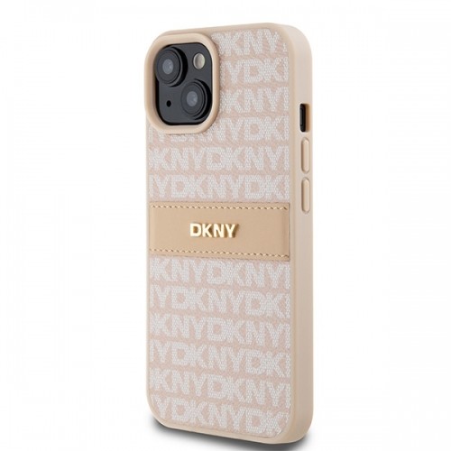 DKNY DKHCP15MPRTHSLP iPhone 15 Plus | 14 Plus 6.7" różowy|pink hardcase Leather Mono Stripe & Metal Logo image 2