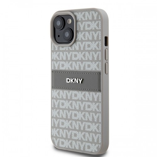 DKNY DKHCP15MPRTHSLE iPhone 15 Plus | 14 Plus 6.7" beżowy|beige hardcase Leather Mono Stripe & Metal Logo image 2