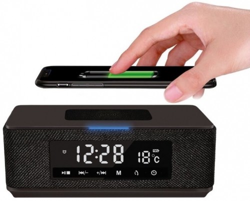 Platinet wireless speaker + clock radio + Qi charger Daily PMGQ15B, black image 2