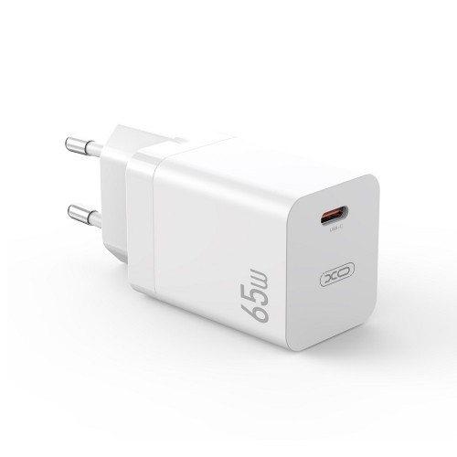 XO wall charger CE10 PD 65W 1x USB-C white + USB-C - Lightning cable image 2