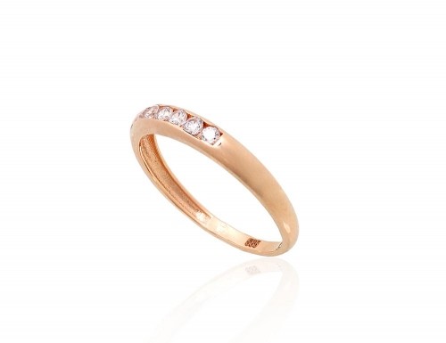 Золотое кольцо #1100832(Au-R)_CZ, Красное Золото 585°, Цирконы, Размер: 18.5, 1.58 гр. image 2