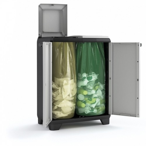 Keter Diy Atkritumu šķirošanas sistēma Split Premium 110L Recycling system 68x39x92cm pelēka/melna image 2