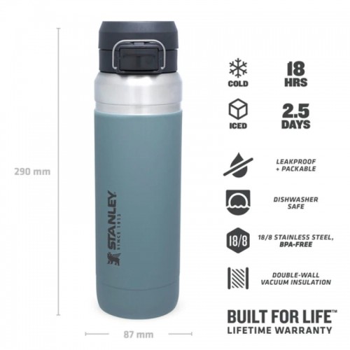 Stanley Termopudele The Quick Flip Water Bottle Go 1,06L zilganpelēka image 2