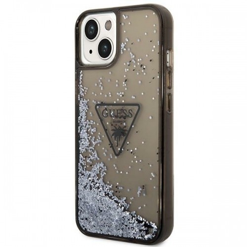 Guess PC|TPU Liquid Glitter Triangle Logo Case for iPhone 14 Plus Black image 2