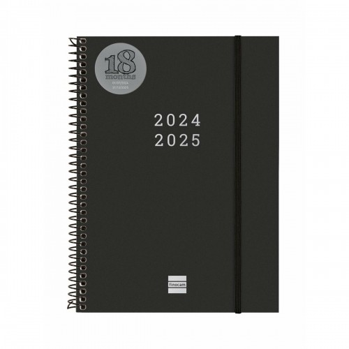 Diary Finocam Black A5 15,5 x 21,2 cm 2024-2025 image 2