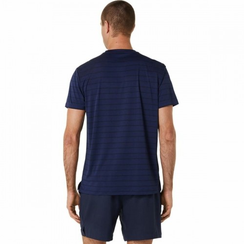 Men’s Short Sleeve T-Shirt Asics Court Navy Blue Tennis image 2