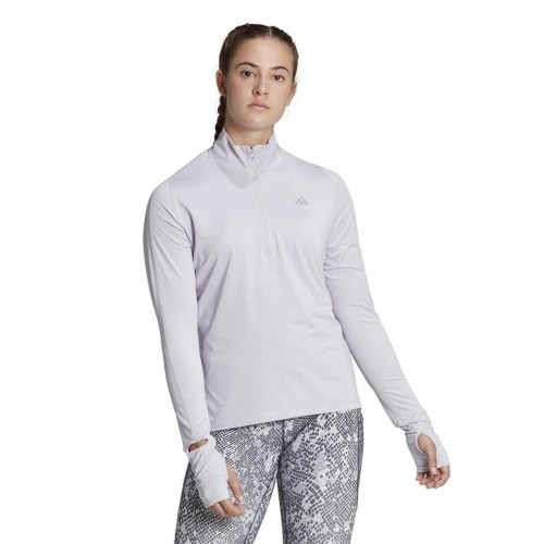 Women's long sleeve T-shirt Adidas Fast 1/2 Zip Lilac Lavendar image 2