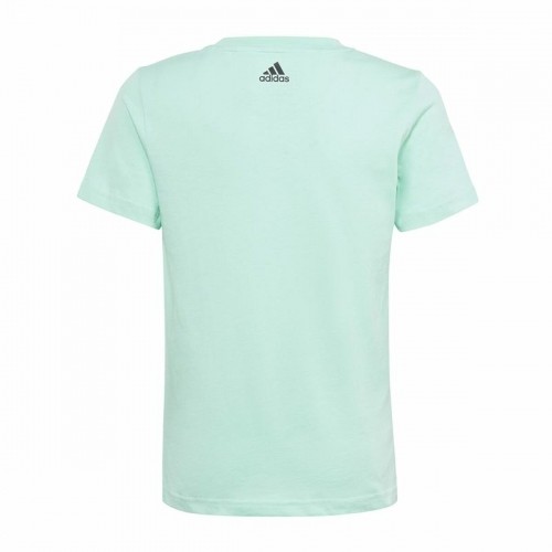 Child's Short Sleeve T-Shirt Adidas Linear Logo Green Aquamarine image 2