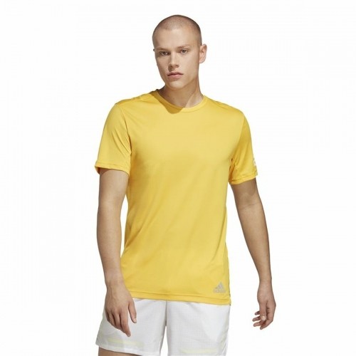 Men’s Short Sleeve T-Shirt Adidas Run It Yellow image 2