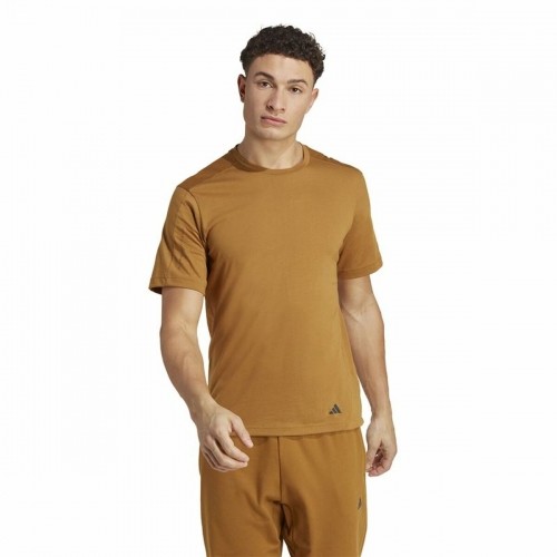 Men’s Short Sleeve T-Shirt Adidas Yoga Base Brown image 2