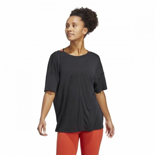 Sieviešu Krekls ar Īsām Piedurknēm Adidas Studio Oversized Melns image 2