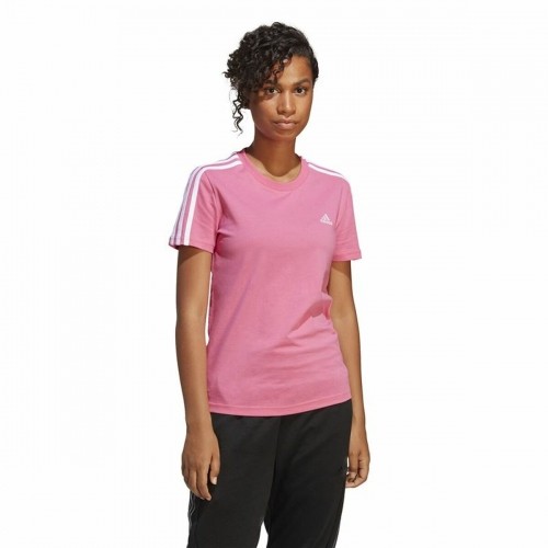 Women’s Short Sleeve T-Shirt Adidas 3 stripes Pink image 2