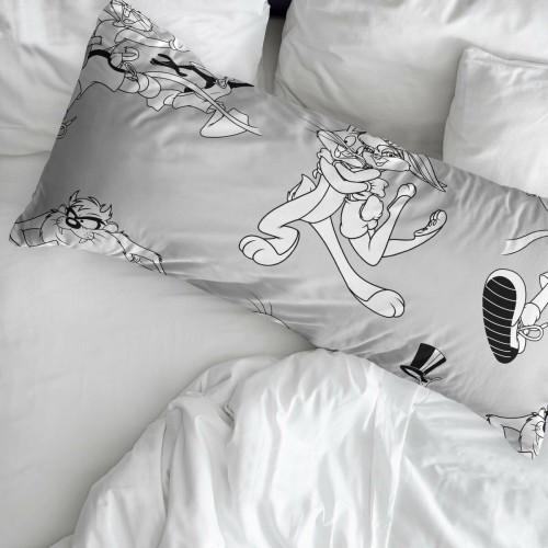 Pillowcase Looney Tunes White Black Multicolour 50x80cm 50 x 80 cm 100% cotton image 2