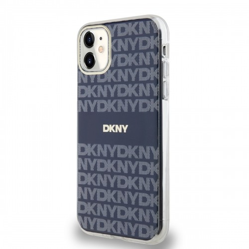 DKNY PC|TPU Repeat Pattern Tonal Stripe Magsafe Case for iPhone 11 Blue image 2