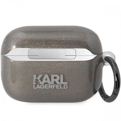 Karl Lagerfeld KLAP2HNKCTGK Airpods Pro 2 vāciņš melns|Gliter Karl Choupette image 2