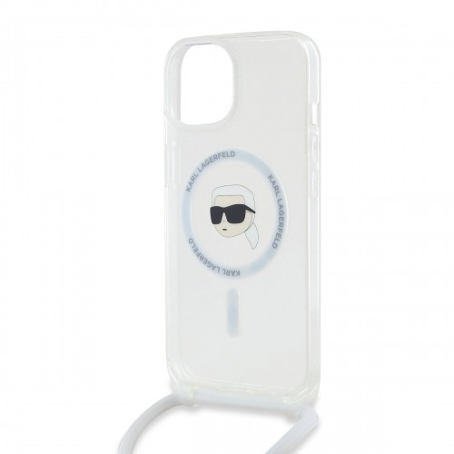 Karl Lagerfeld IML Crossbody Karl Head MagSafe Case for iPhone 15 Transparent image 2