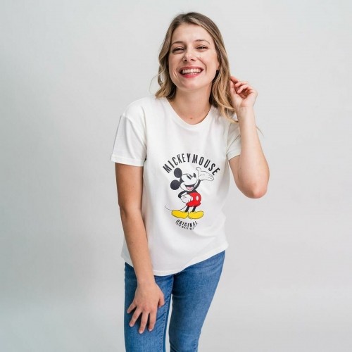 Sieviešu Krekls ar Īsām Piedurknēm Mickey Mouse Balts image 2
