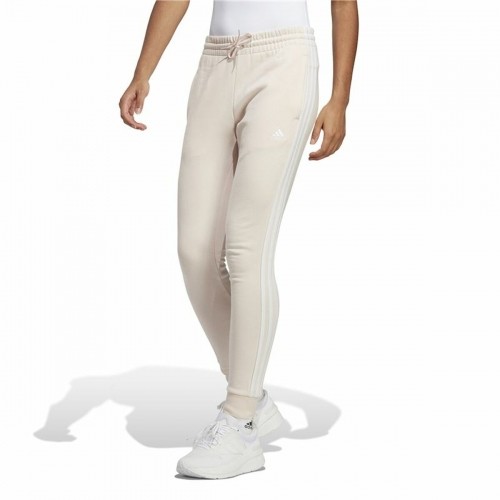 Long Sports Trousers Adidas Essentials 3 Stripes Beige Lady image 2