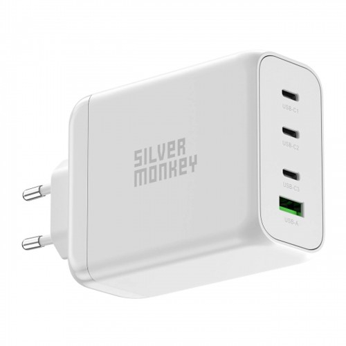 Silver Monkey SMA154 200W GaN charger 3xUSB-C PD USB-A QC 3.0 - white image 2