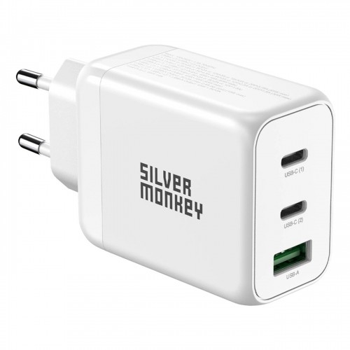 Silver Monkey GaN 65W wall charger 2x USB-C PD 1x USB-A QC 3.0 - white image 2