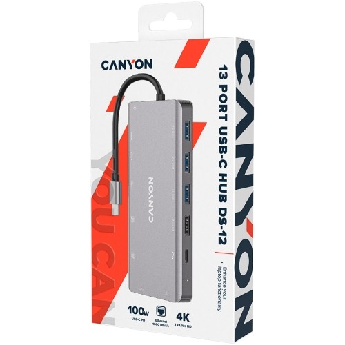 CANYON hub DS-12 13in1 4k USB-C Dark Grey image 2