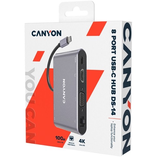 CANYON hub DS-14 8in1 4k USB-C Dark Grey image 2