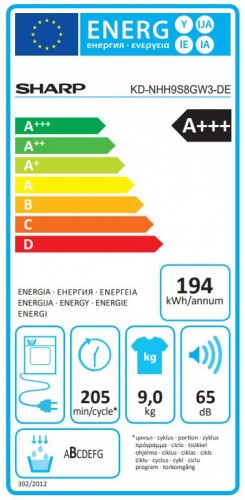 Sharp KD-NHH9S8GW3-DE Сушильная машина image 2