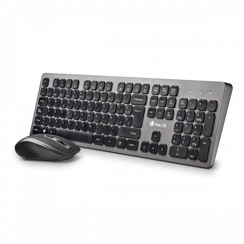 Клавиатура и беспроводная мышь NGS Испанская Qwerty Чёрный/Серебристый image 2