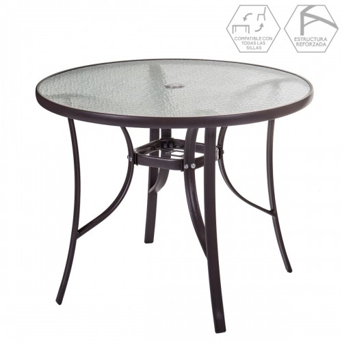 Dining Table Neila 90 x 90 x 72 cm Crystal Steel image 2