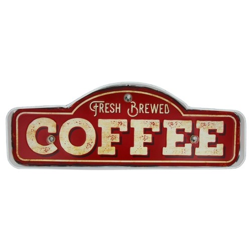 RETRO Metal Sign LED Fresh Brewed Coffee Forever Light image 2