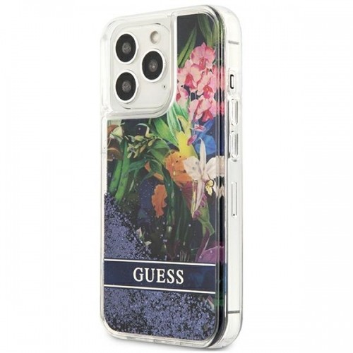 Guess GUHCP13XLFLSB iPhone 13 Pro Max 6,7" niebieski|blue hardcase Flower Liquid Glitter image 2