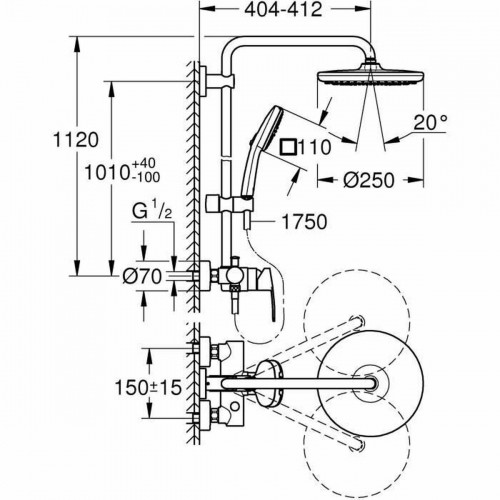 Shower Column Grohe Vitalio Comfort 250 image 2