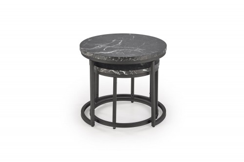 Halmar OREO set of two c. tables - black marble / black image 2