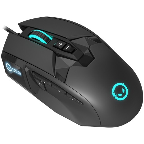 LORGAR Stricter 579, gaming mouse, 9 programmable buttons, Pixart PMW3336 sensor, DPI up to 12 000, 50 million clicks buttons lifespan, 2 switches, built-in display, 1.8m USB soft silicone cable, Matt UV coating with glossy parts and RGB lights with 4 LED image 2