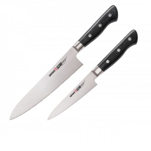 Samura PRO-S компл. из 2-Ух ножей: European Chef's knife 200mm / Utility knife 115mm из AUS 8 Японской стали 58 HRC image 2
