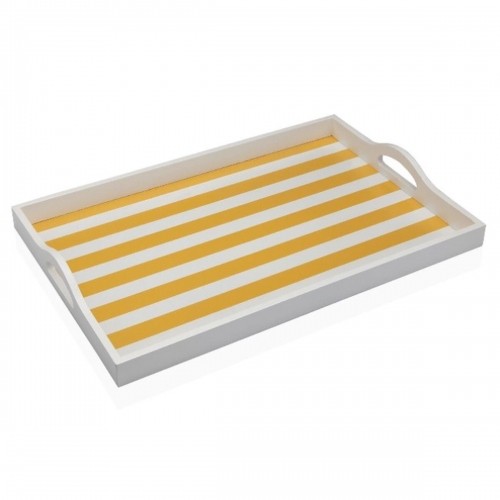 Tray Versa Yellow MDF Wood 30 x 5 x 45 cm Stripes image 2