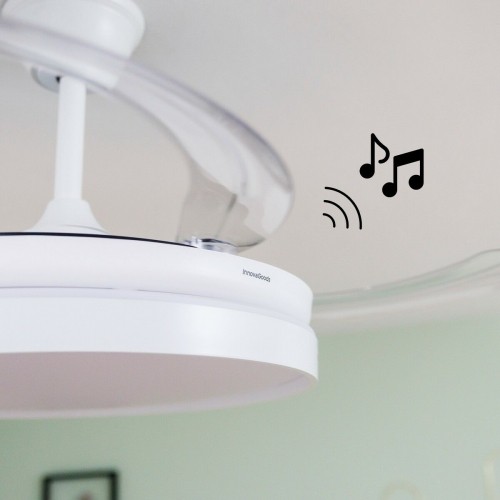 LED Ceiling Fan with Speaker and 4 Retractable Blades Notefan InnovaGoods White 36 W Ø49,5-104 cm image 2
