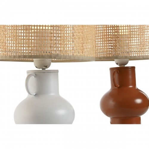 Настольная лампа Home ESPRIT Белый Натуральный терракот Металл Бамбук 50 W 220 V 22 x 22 x 33 cm (2 штук) image 2