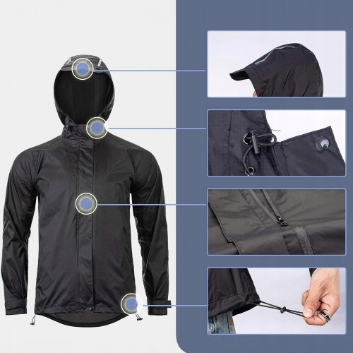 Rockbros YPY013BK3XL Rain Jacket Breathable Windproof XXXL - Black image 2