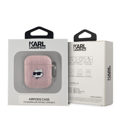 Karl Lagerfeld PU Embossed Choupette Head Case for AirPods 1|2 Pink (Damaged Package) image 2