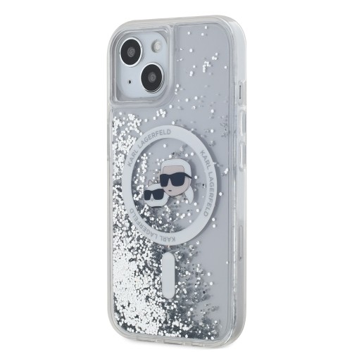 Karl Lagerfeld Liquid Glitter Karl and Choupette Heads MagSafe Case for iPhone 14 Transparent image 2