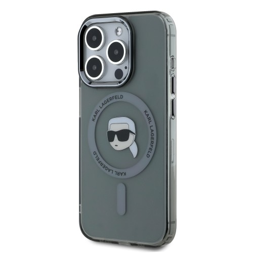 Karl Lagerfeld IML Karl Head Metal Frame MagSafe Case for iPhone 15 Pro Max Black image 2