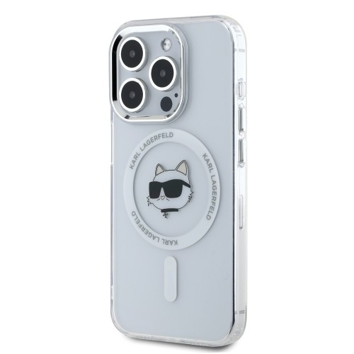 Karl Lagerfeld IML Choupette Head Metal Frame MagSafe Case for iPhone 15 Pro Transparent image 2