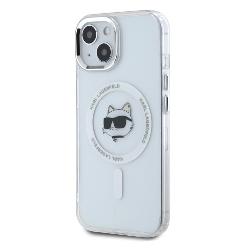 Karl Lagerfeld IML Choupette Head Metal Frame MagSafe Case for iPhone 15 Transparent image 2