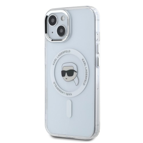 Karl Lagerfeld IML Karl Head Metal Frame MagSafe Case for iPhone 15 Transparent image 2